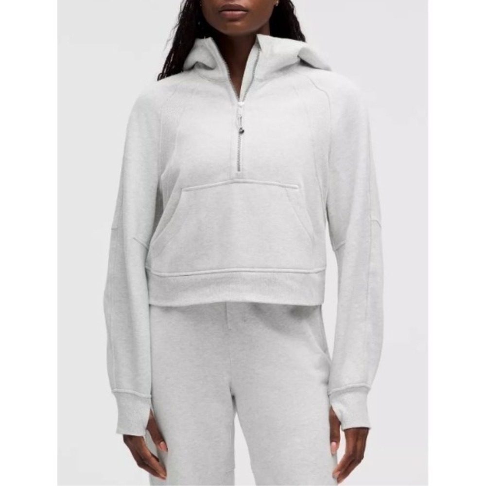 Lululemon Scuba Oversized Half-Zip Hoodie Heathered Light Grey Women Size XS/S